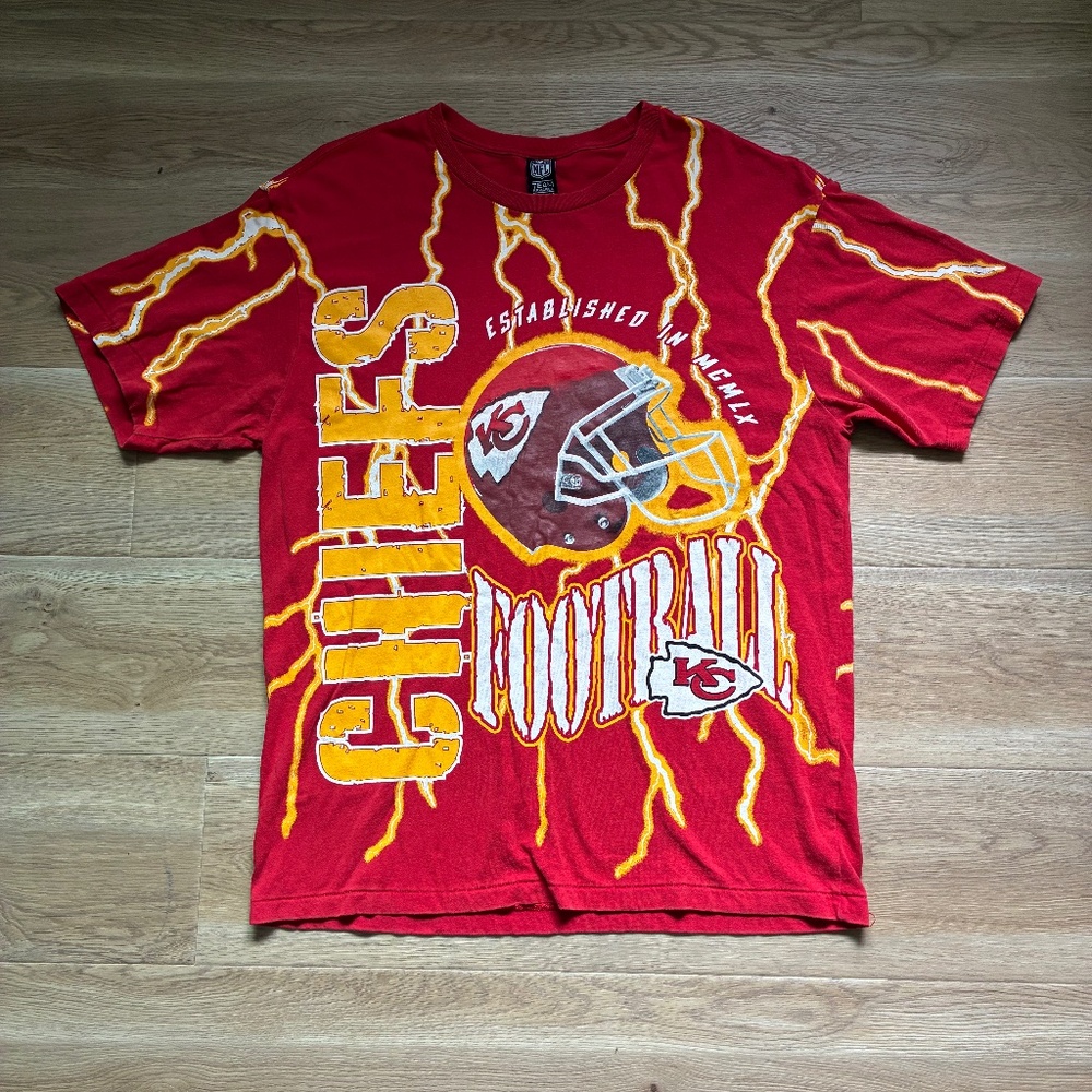 1990s Kansas City Chiefs Lightning Graphic T Shirt Mens Large Single Stitch NFL